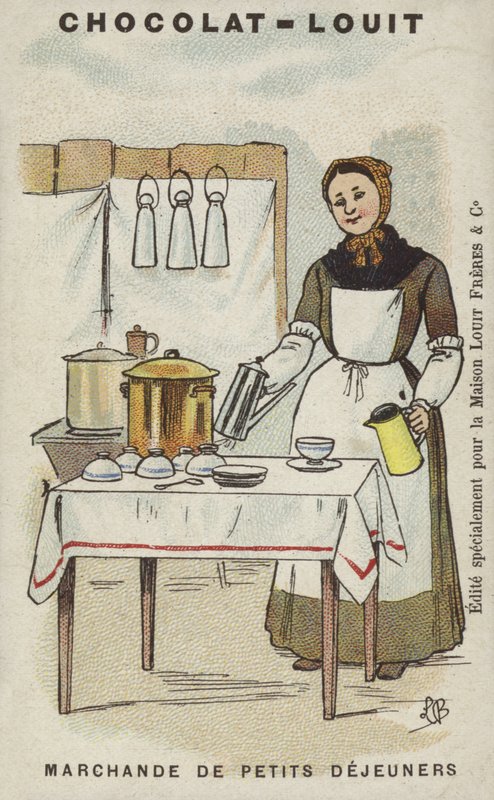 Sprzedawca śniadań (chromolitho) autorstwa Louis Borgex