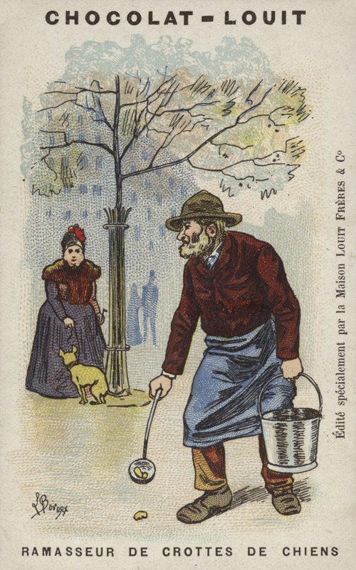 Zbieracz psich odchodów (chromolitho) autorstwa Louis Borgex