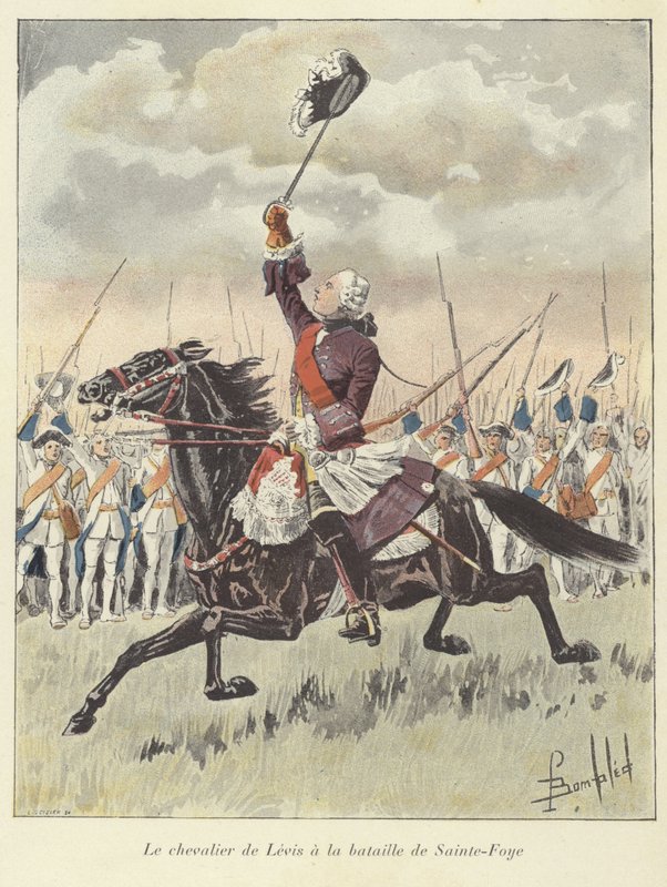 Kawaler de Levis w bitwie pod Sainte-Foy, Quebec, 1760 r. autorstwa Louis Charles Bombled