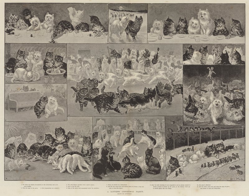 Wigilijne Kocięta autorstwa Louis Wain