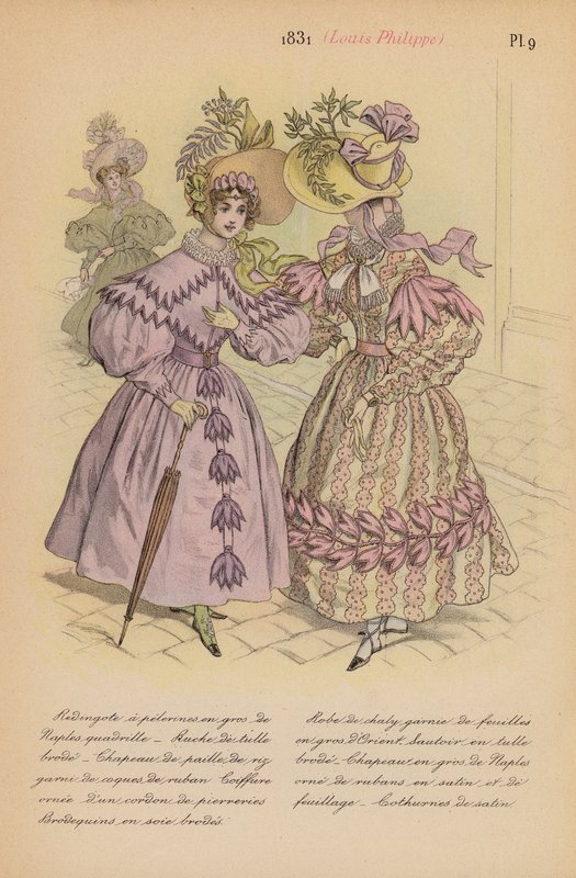 Francuska moda: 1831, Louis-Philippe (kolorowa litografia) autorstwa Louis Colas