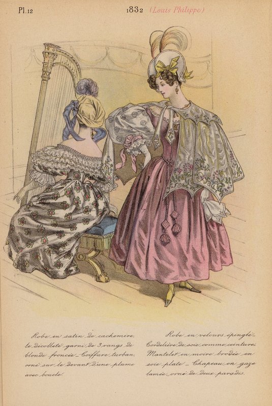 Francuska moda: 1832, Louis-Philippe (kolorowa litografia) autorstwa Louis Colas