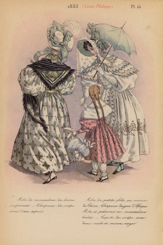 Moda francuska: 1833, Louis-Philippe (kolorowa litografia) autorstwa Louis Colas