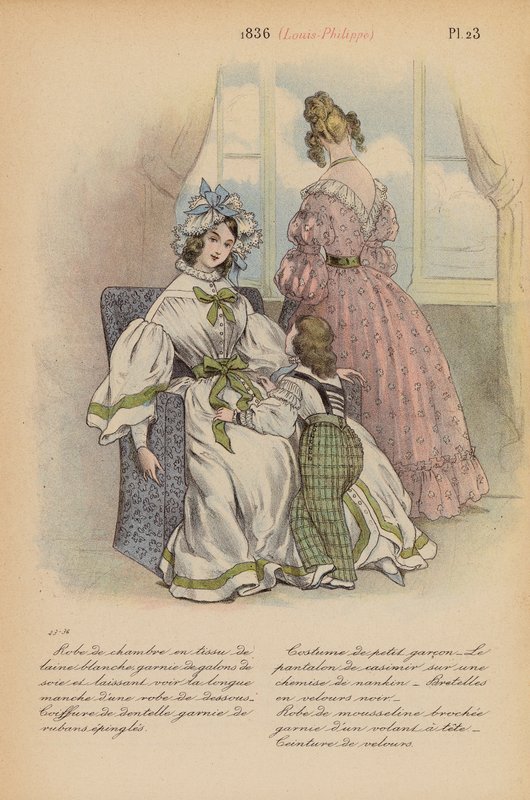 Moda francuska: 1836, Louis-Philippe (kolorowa litografia) autorstwa Louis Colas