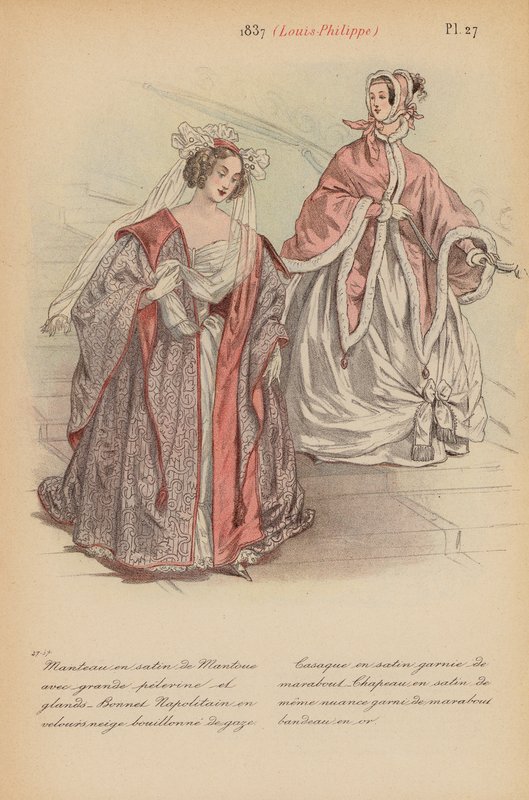 Moda francuska: 1837, Louis-Philippe (kolorowa litografia) autorstwa Louis Colas