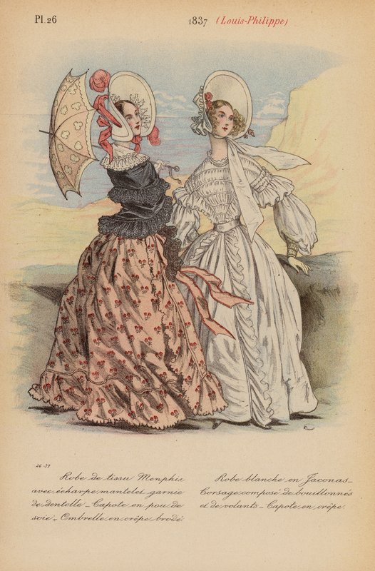 Moda francuska: 1837, Louis-Philippe (kolorowa litografia) autorstwa Louis Colas
