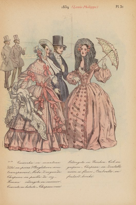 Francuska moda: 1839, Louis-Philippe (kolorowa litografia) autorstwa Louis Colas