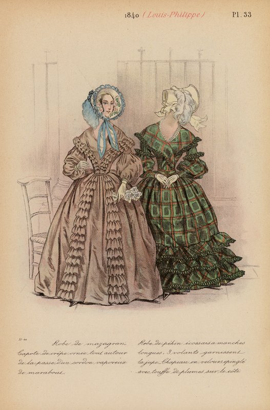 Francuska moda: 1840, Louis-Philippe (kolorowa litografia) autorstwa Louis Colas