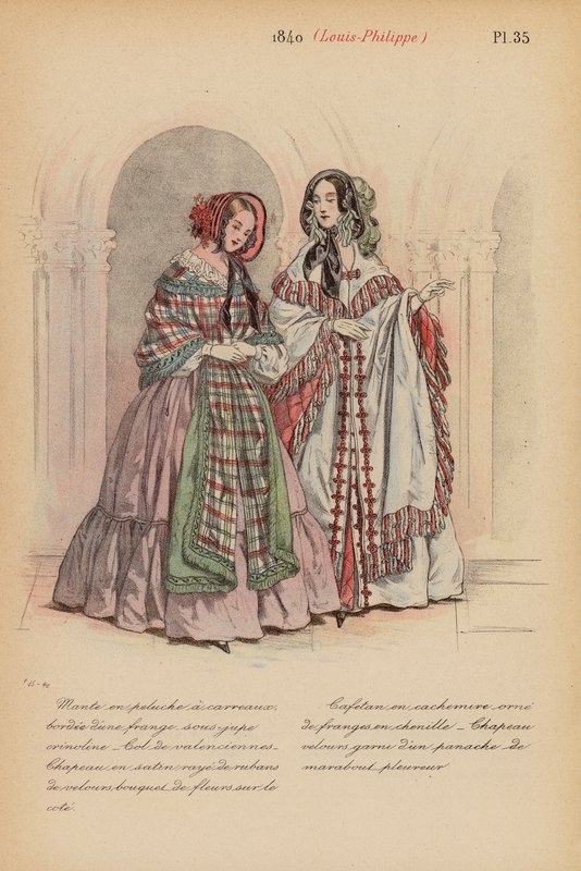 Francuska moda: 1840, Louis-Philippe (kolorowa litografia) autorstwa Louis Colas
