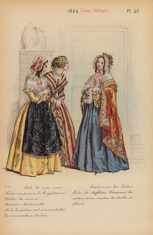 Moda francuska: 1844, Louis-Philippe (kolorowa litografia) autorstwa Louis Colas