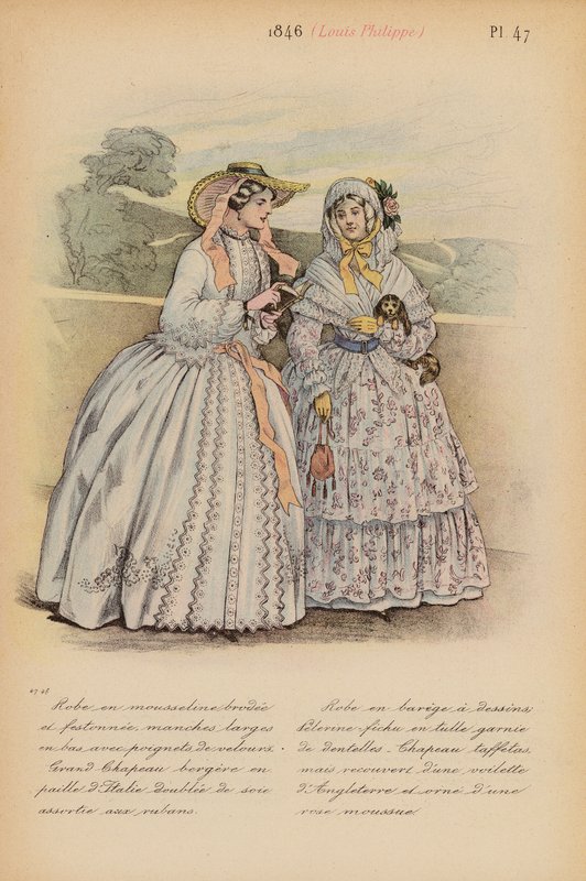 Francuska moda: 1846, Louis-Philippe (kolorowa litografia) autorstwa Louis Colas