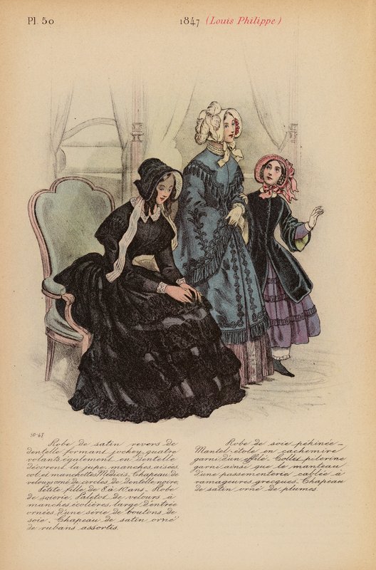 Moda francuska: 1847, Louis-Philippe (kolorowa litografia) autorstwa Louis Colas