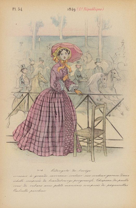 Moda francuska: 1849, 2e Republique (kolorowa litografia) autorstwa Louis Colas