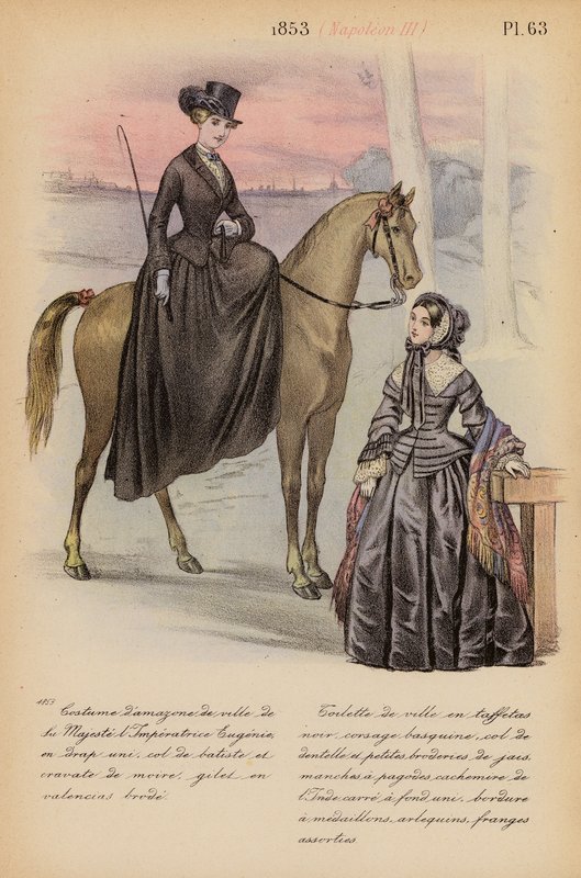 Moda francuska: 1853, Napoleon III (kolorowa litografia) autorstwa Louis Colas