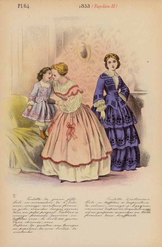 Moda francuska: 1853, Napoleon III (kolorowa litografia) autorstwa Louis Colas
