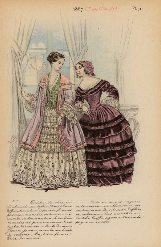 Moda francuska: 1857, Napoleon III (kolorowa litografia) autorstwa Louis Colas