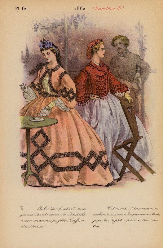 Moda francuska: 1862, Napoleon III (kolorowa litografia) autorstwa Louis Colas