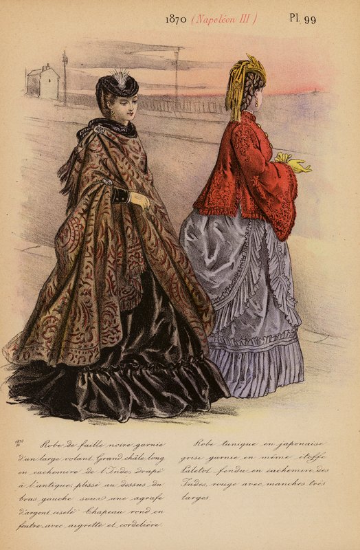 Moda francuska: 1870, Napoleon III (kolorowa litografia) autorstwa Louis Colas