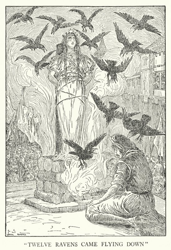 „Dwanaście kruków zleciało w dół” (lito) autorstwa Louis John Rhead