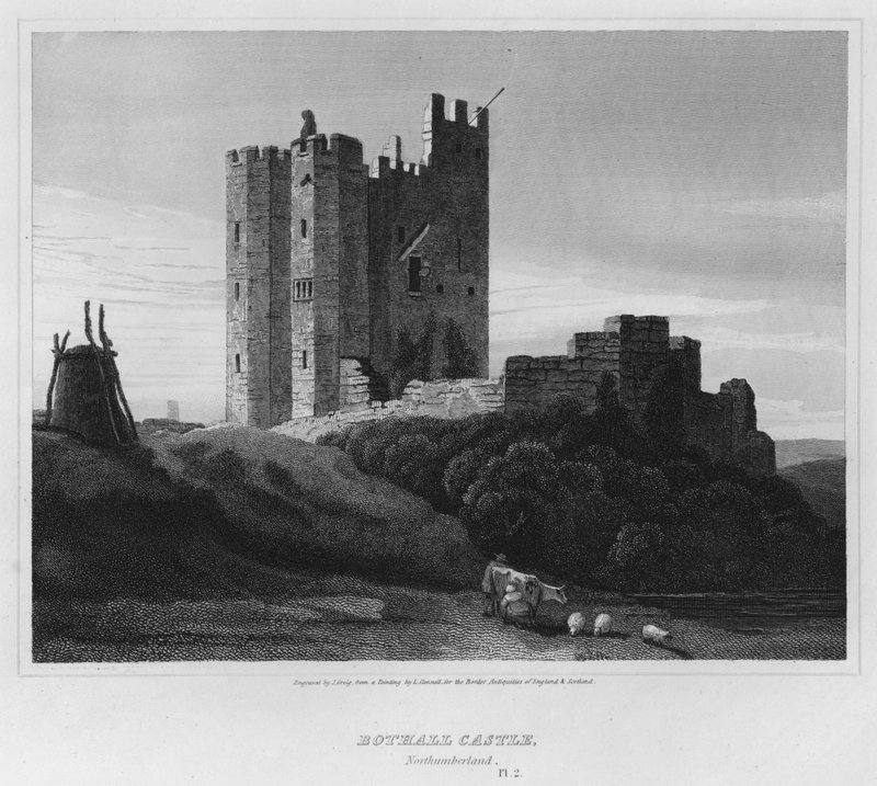 Zamek Bothall, Northumberland (grafika) autorstwa Luke (after) Clennell