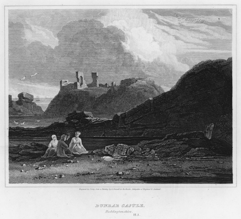 Zamek Dunbar, Haddingtonshire (grawerowanie) autorstwa Luke (after) Clennell