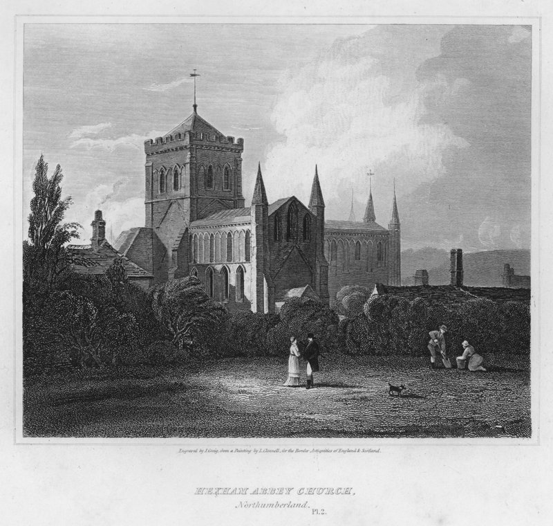 Kościół opactwa Hexham, Northumberland (grawerowanie) autorstwa Luke (after) Clennell