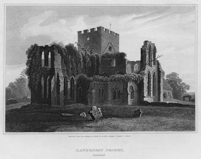 Lanercost Priory, Cumberland (grawerowanie) autorstwa Luke (after) Clennell