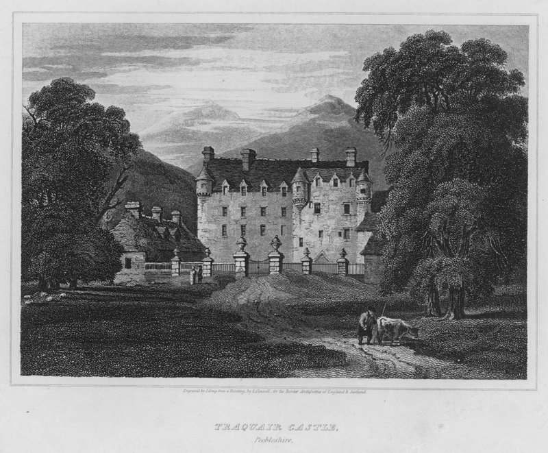 Zamek Traquair, Peebleshire (grafika) autorstwa Luke (after) Clennell