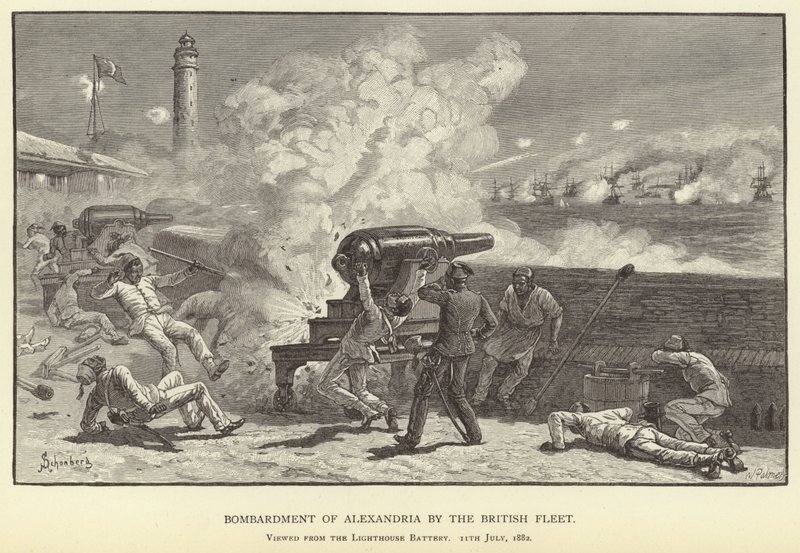 Bombardowanie Aleksandrii przez brytyjską flotę autorstwa M. Schonberg