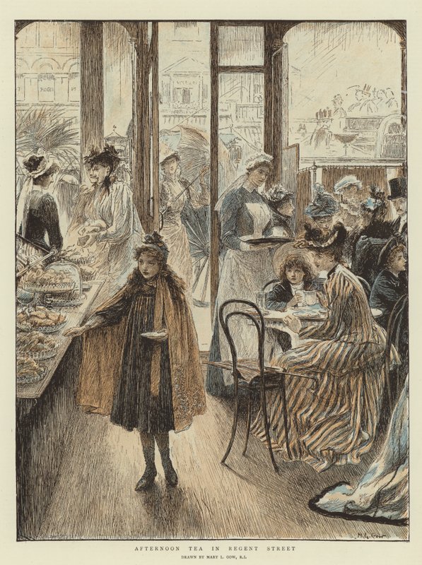 Podwieczorek na Regent Street (chromolitho) autorstwa Mary L. Gow