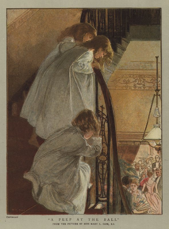 A Peep at The Ball (chromolitho) autorstwa Mary L. Gow