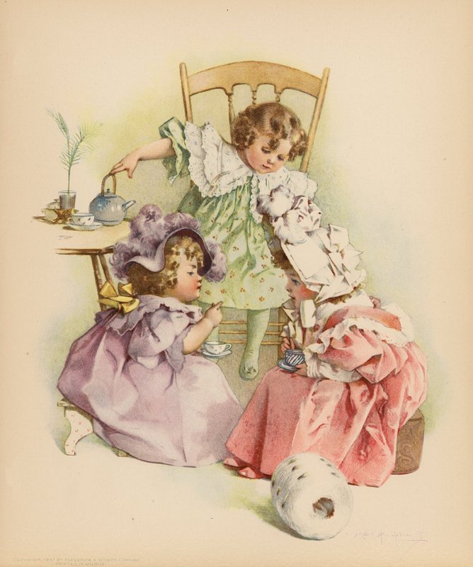 Herbata i plotki (kolor lito) autorstwa Maud Humphrey