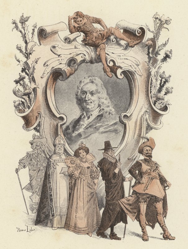 Alain-Rene Lesage, portret (kolor lito) autorstwa Maurice Leloir