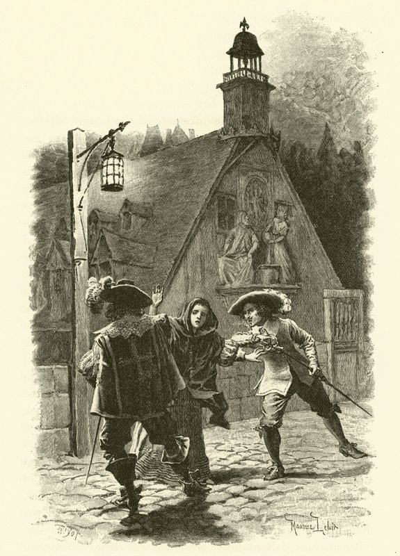 Ilustracja do Trzech Muszkieterów (rycina) autorstwa Maurice Leloir