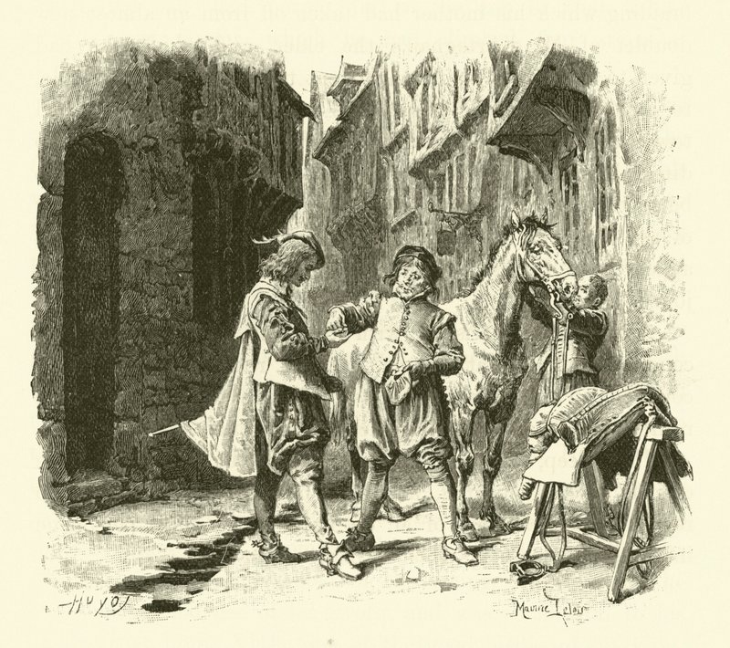 Ilustracja do Trzech Muszkieterów (rycina) autorstwa Maurice Leloir