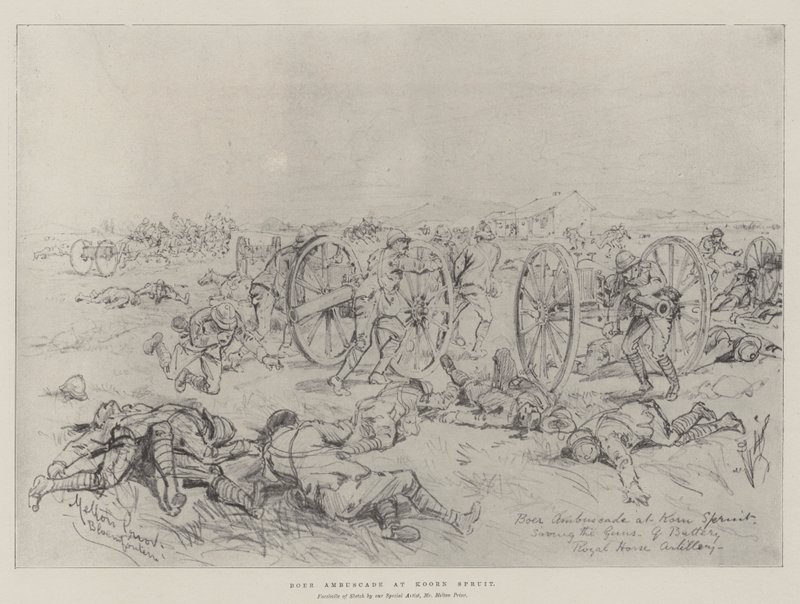 Ambuscade farmerów w Koorn Spruit autorstwa Melton Prior