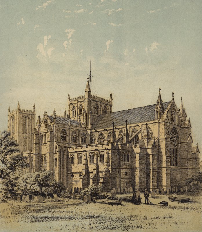 Katedra Ripon, Yorkshire (kolor lito) autorstwa Michael Hanhart