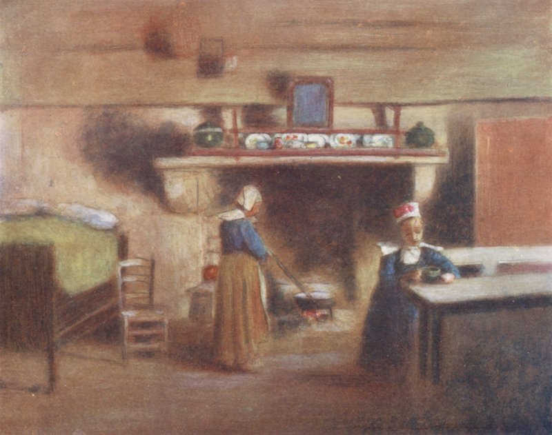 Samotny posiłek (kolorowa litografia) autorstwa Mortimer Ludington Menpes
