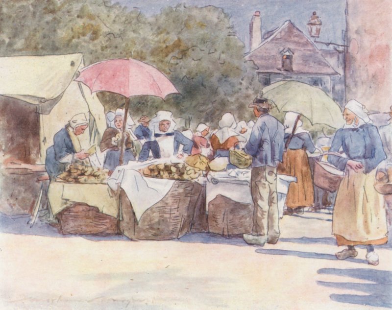 Stragany z pieczywem (kolorowa litografia) autorstwa Mortimer Ludington Menpes
