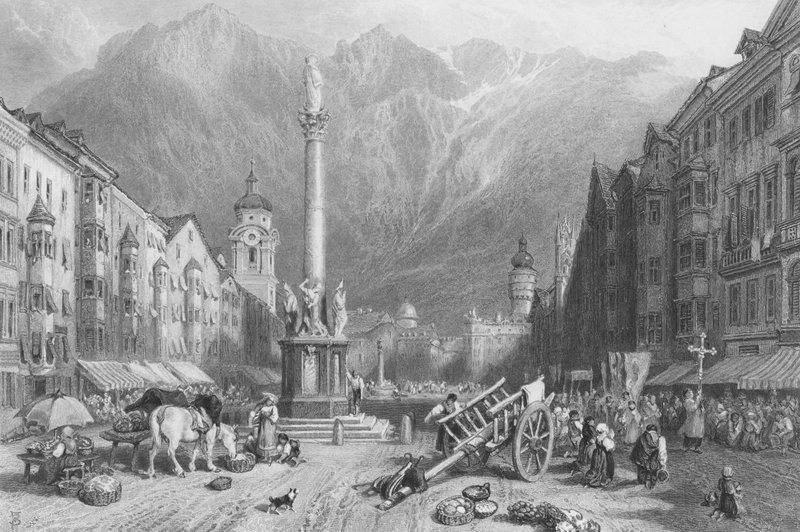 Grawerowanie (grawerowanie) autorstwa Myles Birket (after) Foster