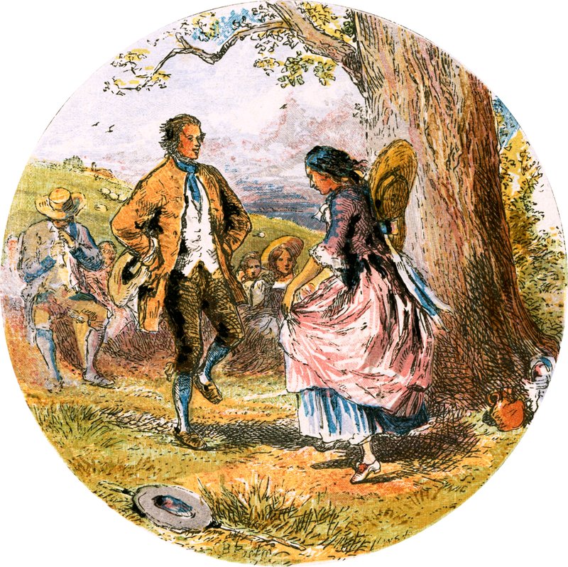 Ilustracja do „Opuszczonej wioski” autorstwa Myles Birket Foster