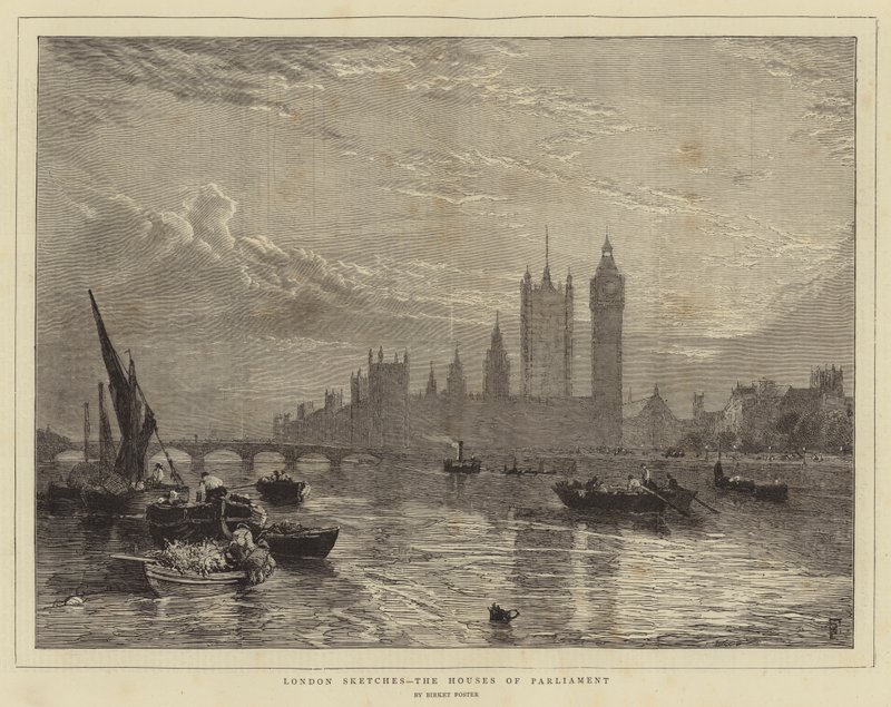 London Sketches, Houses of Parliament autorstwa Myles Birket Foster