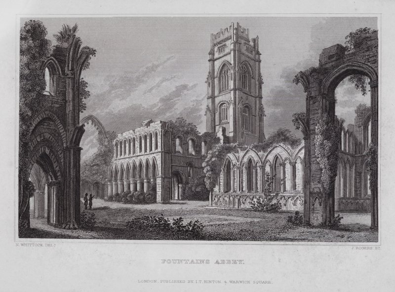Opactwo Fontanny (grawerowanie) autorstwa Nathaniel (after) Whittock