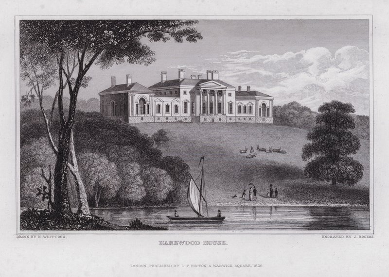 Harewood House (grawerowanie) autorstwa Nathaniel (after) Whittock