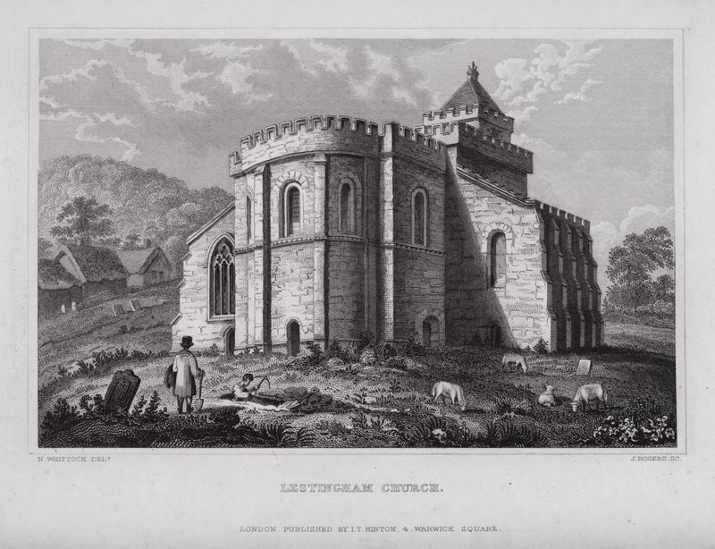 Kościół Lestingham (grawerowanie) autorstwa Nathaniel (after) Whittock