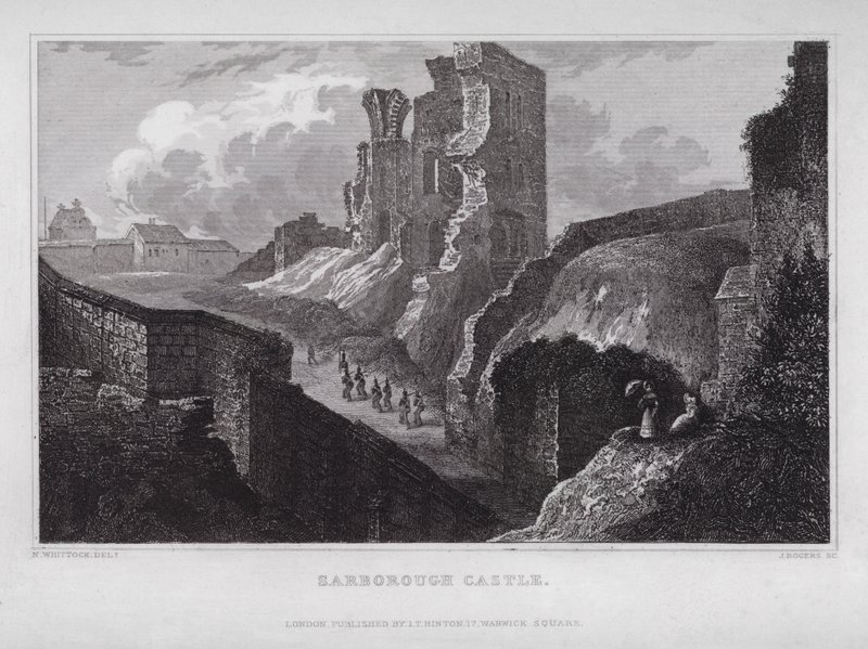 Zamek Scarborough (grawerowanie) autorstwa Nathaniel (after) Whittock