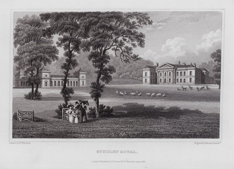 Studley Royal (grawerowanie) autorstwa Nathaniel (after) Whittock
