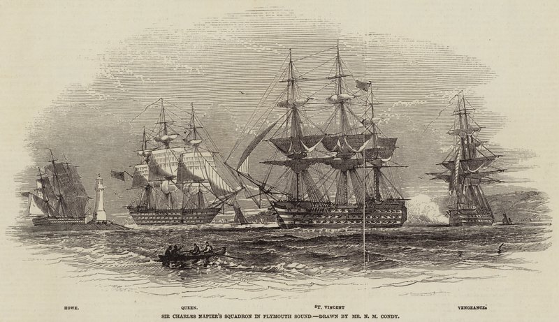 Eskadra Sir Charlesa Napiera w Plymouth Sound autorstwa Nicholas Matthews Condy
