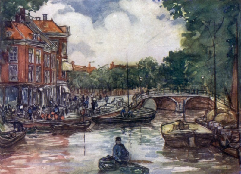 Fish-bridge, Leiden (kolor lito) autorstwa Nico Jungman