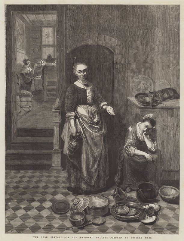 Bezczynny sługa autorstwa Nicolaes Maes